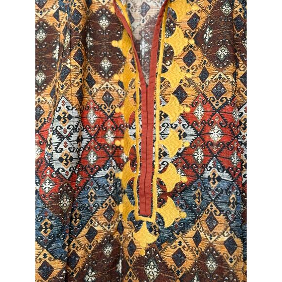 NWT Ro's Garden Clorinda Long Kurta Kaftan Resort Coverup Dress Lachen Brown XS - Picture 3 of 5